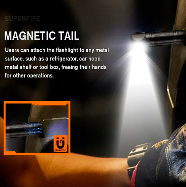 Фонарь многофунциональный аккумуляторный TH06 SuperFire 600 Lumen IP43 - изображение 6