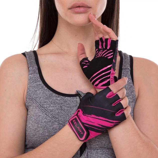 Перчатки для фитнеса перчатки спортивные Zelart Fitness 3887 размер XL Black-Pink - изображение 7