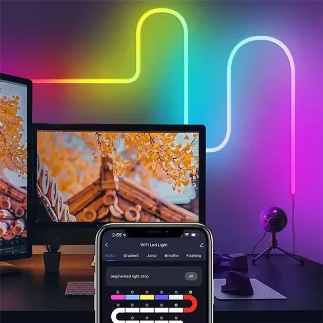 Світлодіодна неонова USB-стрічка з керуванням від телефона SFK-11 Bluetooth RGB 5 м - Фото 6 Світлодіодна неонова USB-стрічка з керуванням від телефона SFK-11 Bluetooth RGB 5 м - зображення 6