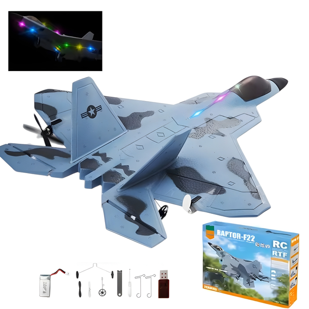 Радіокерований літак BauTech Raptor F22 військова версія з LED-підсвічуванням та гіроскопом Сірий (1015-732-00) - зображення 2