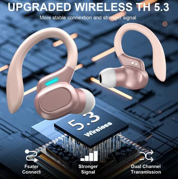Вакуумные bluetooth наушники Ture TWS для спорта Розовые - изображение 13