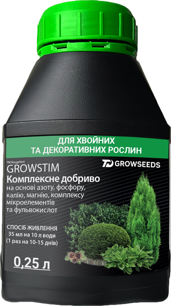 Удобрение Plantin Growstim Rougevert для хвойных и декоративных растений 0.25 л (4820288920274) 