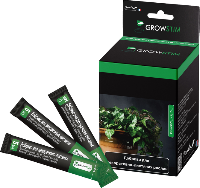 Удобрение Plantin Growstim Rougevert для декоративно лиственных растений Шоубокс 50 стиков (4820288920113) 