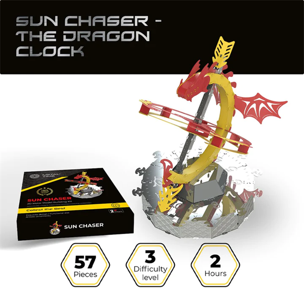 Колекційна модель-конструктор Metal Time Sun Chaser Dragon Stand Clock Сонячний годинник (MT025) - изображение 7