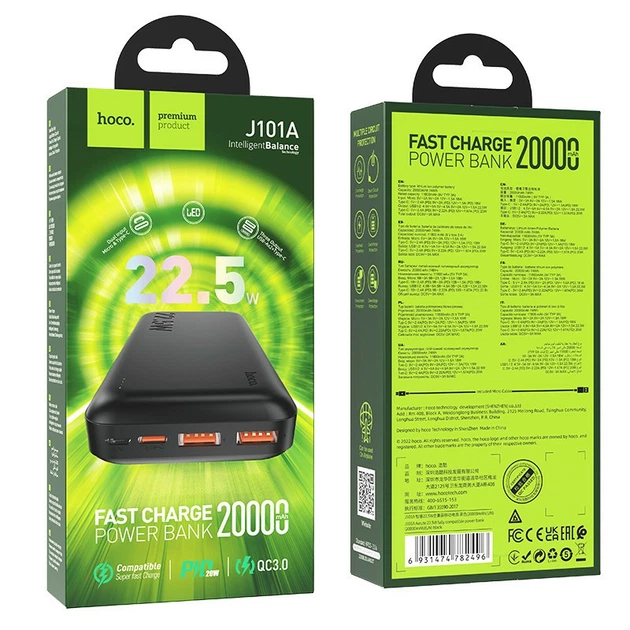 Power Bank Hoco J101A Astute 22.5W 20000mAh Black - зображення 2