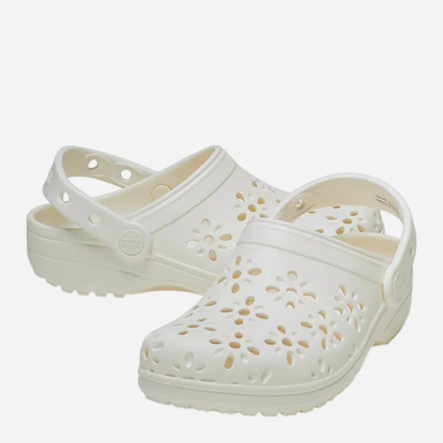Chodaki dziecięce dla dziewczynki Crocs Classic Floral Cut Out Clog Kids 210943-0WV 32-33 (J13) Białe (198445118364) - obraz 4