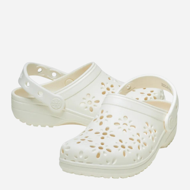 Chodaki dziecięce dla dziewczynki Crocs Classic Floral Cut Out Clog Kids T 210944-0WV 23-24 (C7) Białe (198445118647) - obraz 3