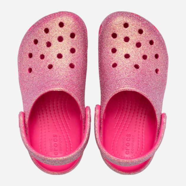 Дитячі крокси-сабо для дівчинки Crocs Classic Iridescent Glitter Clog Kids T 210985-6ZQ 22-23 (C6) Рожеві (198445120589) - зображення 4