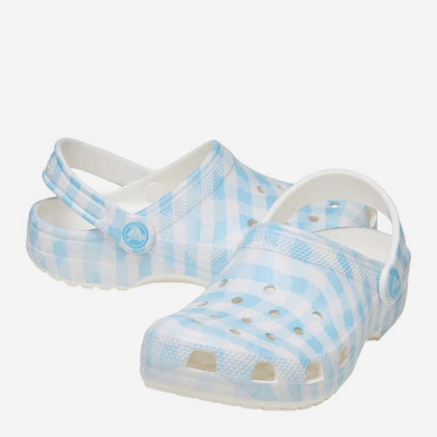 Chodaki młodzieżowe dziewczęce Crocs Classic Gingham Clog Kids 210988-16S 34-35 (J35) Błękitne (198445120947) - obraz 3