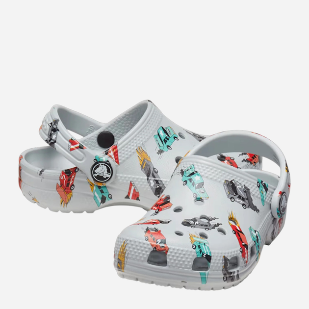 Chodaki chłopięce Crocs Classic Race Cars Graphic Clog Kids T 210992-1NN 27-28 (C10) Szare (198445121210) - obraz 3