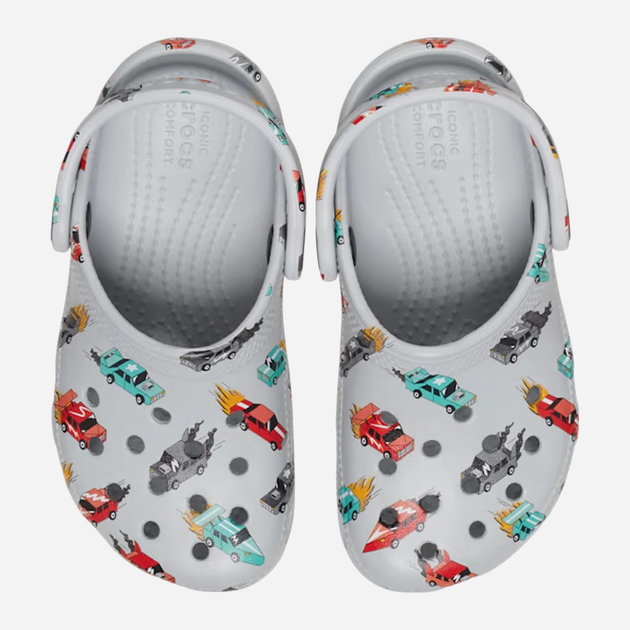 Chodaki chłopięce Crocs Classic Race Cars Graphic Clog Kids T 210992-1NN 27-28 (C10) Szare (198445121210) - obraz 4