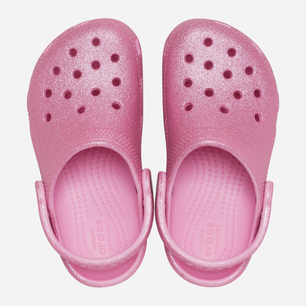 Дитячі крокси-сабо для дівчинки Crocs Classic Glitter Kids Clog T 206992-6XE 23-24 Рожеві (196265650712) - зображення 4