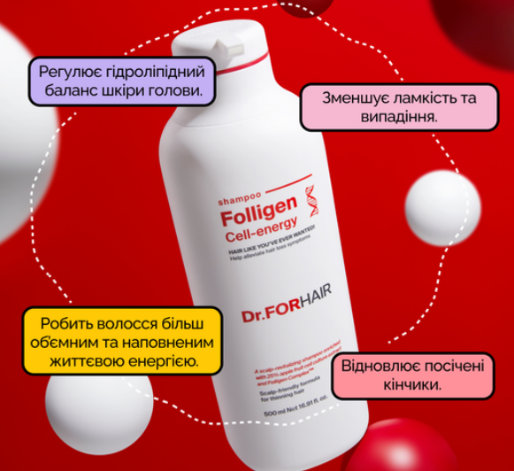 Шампунь для укрепления и восстановления зрелых волос Dr.FORHAIR Folligen Cell Energy 500ml - изображение 3