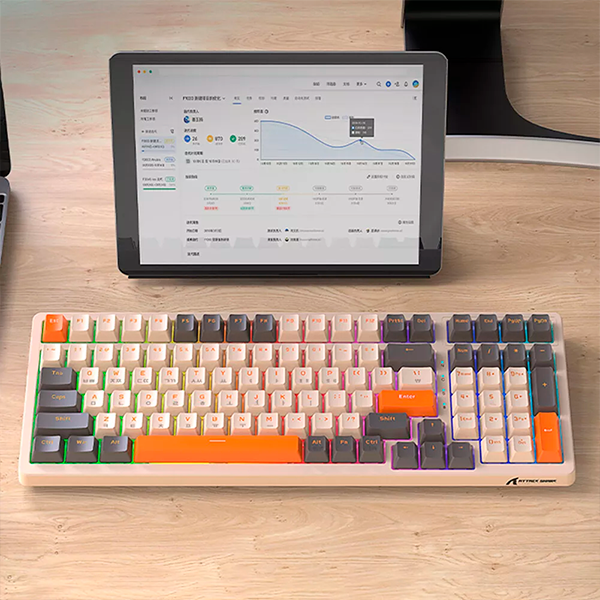 Беспроводная механическая клавиатура Attack SHARK K98 (100 клавиш, 2.4 ГГц, USB Type-C, RGB, Grey) - изображение 2