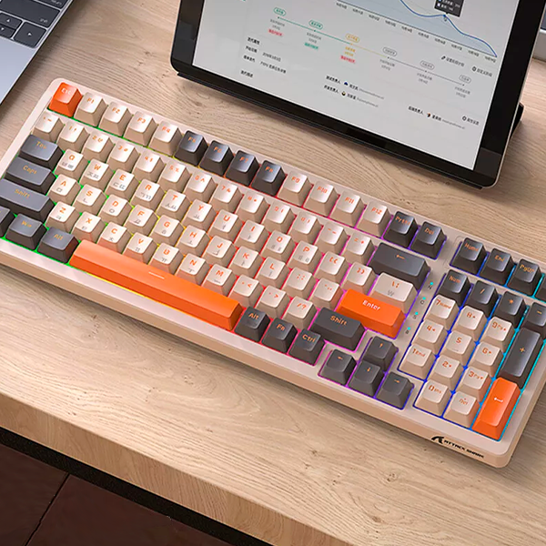 Беспроводная механическая клавиатура Attack SHARK K98 (100 клавиш, 2.4 ГГц, USB Type-C, RGB, Grey) - изображение 3