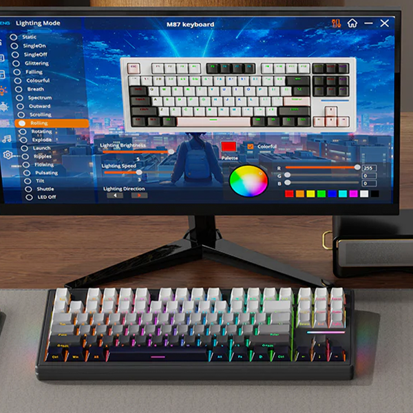 Бездротова механічна клавіатура Attack SHARK M87 (87 клавіш, BT5.0, 2.4 ГГц, USB Type-C, RGB, Grey Gradien) - зображення 4