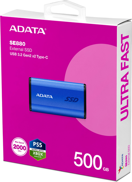 SSD диск ADATA Elite SE880 500GB USB 3.2 Gen2 Type-C 3D NAND (QLC) Blue (AELI-SE880-500GCBU) External - зображення 6