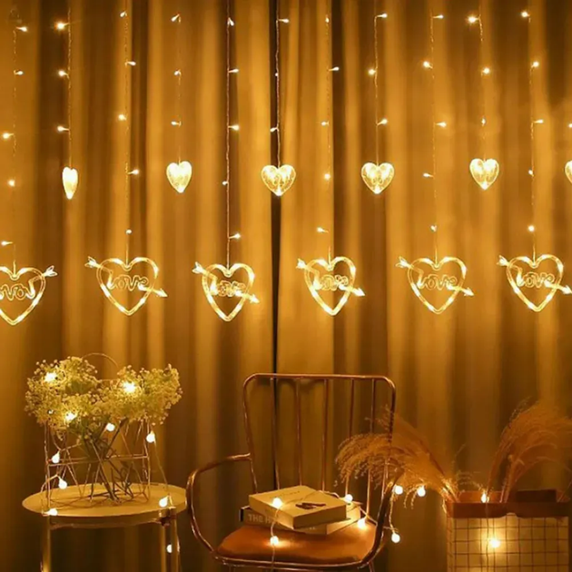 Гірлянда штора 2,5х0,8 м, на 128 LED, 220V "LOVE" Різнокольоровий (L) - Фото 3 Гірлянда штора 2,5х0,8 м, на 128 LED, 220V "LOVE" Різнокольоровий (L) - изображение 3