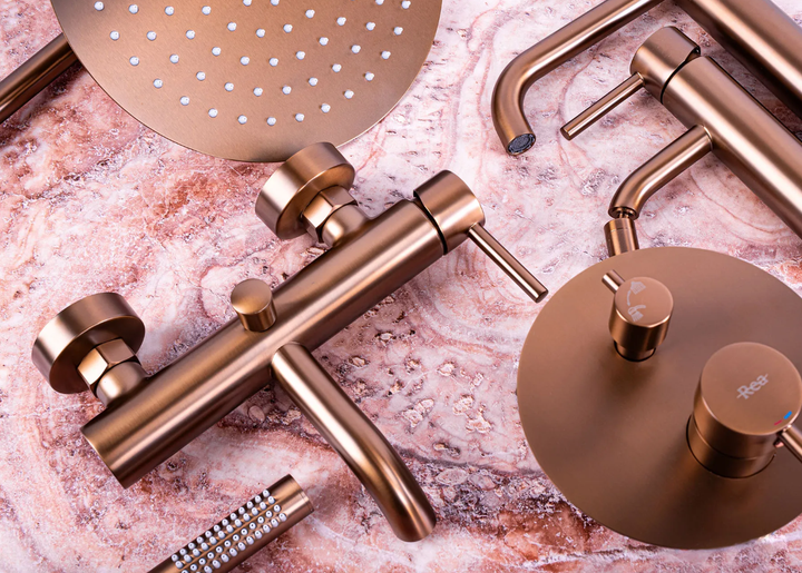 Змішувач для ванни та душу REA LUNGO BRUSHED COPPER настінний з виливом - зображення 6