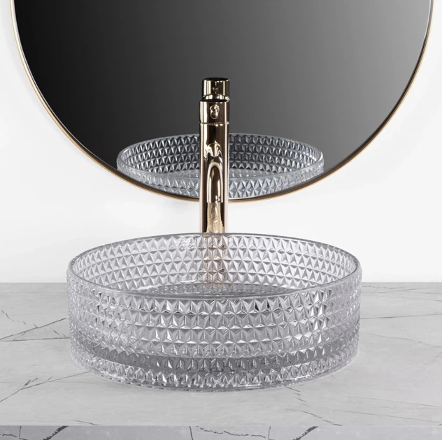 Умивальник Rea Cristal 35 light grey накладний REA-U9615 - зображення 3
