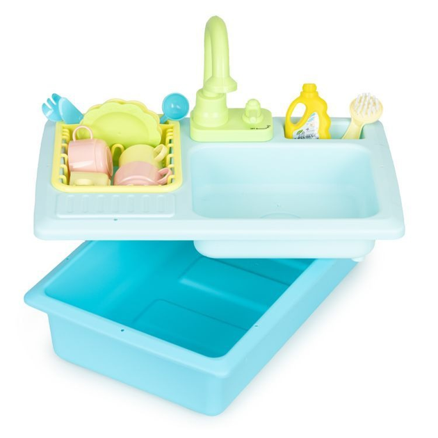 Zestaw do zabawy EcoToys zlewozmywak z kranem napełniany wodą 12 akcesoriów HC485048 (5903769979530) - obraz 3