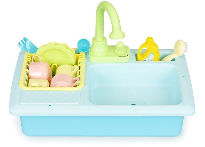 Zestaw do zabawy EcoToys zlewozmywak z kranem napełniany wodą 12 akcesoriów HC485048 (5903769979530) - obraz 4