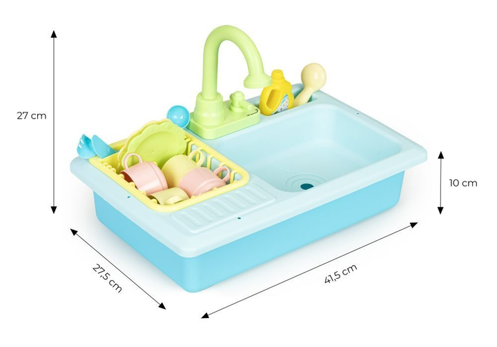 Zestaw do zabawy EcoToys zlewozmywak z kranem napełniany wodą 12 akcesoriów HC485048 (5903769979530) - obraz 6