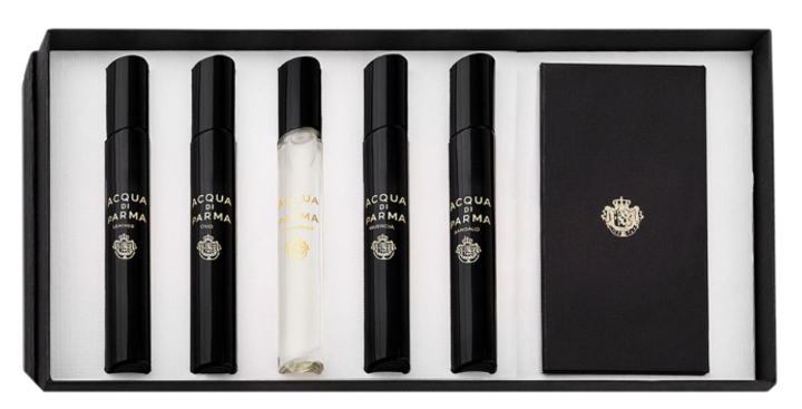 Zestaw miniatur unisex Acqua di Parma Signatures Of The Sun Woda perfumowana Leather 7 ml + Woda perfumowana Oud 7 ml + Woda perfumowana Osmanthus 7 ml + Woda perfumowana Quercia 7 ml + Woda perfumowana Sandalo 7 ml (8028713811098) - obraz 1