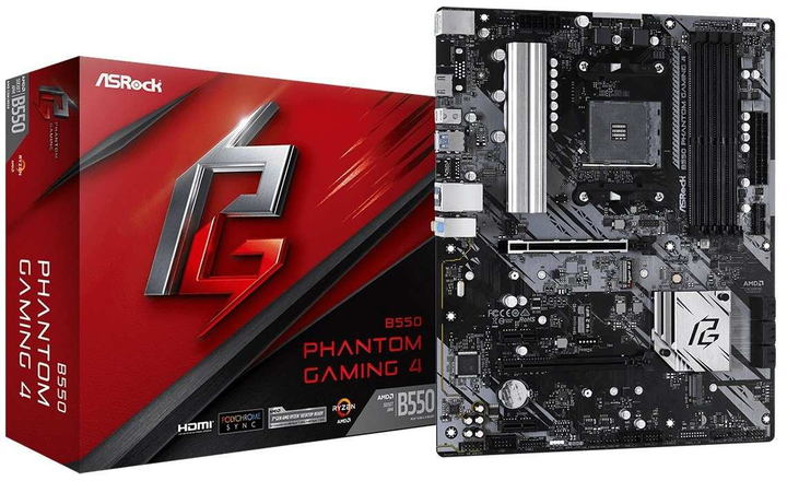 Материнська плата AsRock B550 Phantom Gaming 4 (B550 Phantom Gaming 4) (Socket AM4, AMD B550, Micro-ATX) - изображение 5