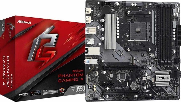 Материнская плата AsRock B550M Phantom Gaming 4 (B550M Phantom Gaming 4) (Socket AM4, AMD B550, Micro-ATX) - Фото 5 Материнская плата AsRock B550M Phantom Gaming 4 (B550M Phantom Gaming 4) (Socket AM4, AMD B550, Micro-ATX) - изображение 5