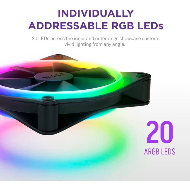 Вентилятор NZXT F120 RGB Duo Black (RF-D12SF-B1) - Фото 6 Вентилятор NZXT F120 RGB Duo Black (RF-D12SF-B1) - зображення 6