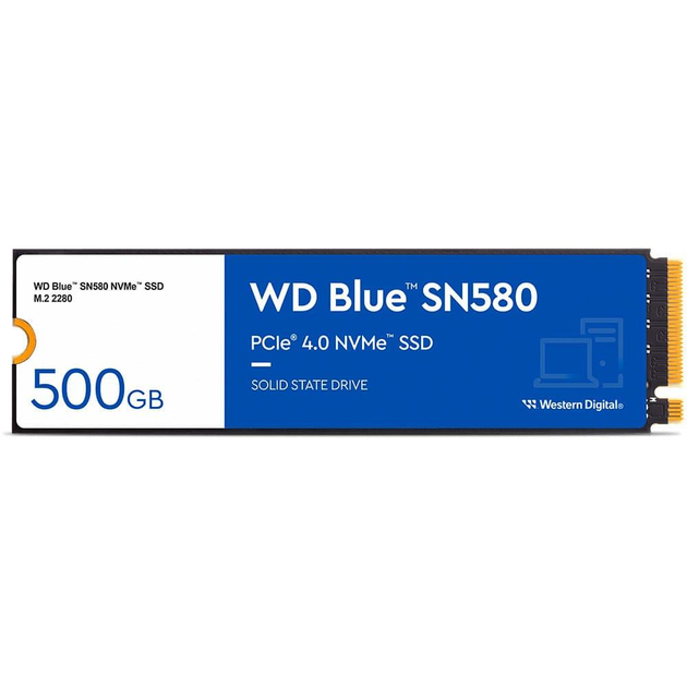 Накопичувач SSD Western Digital m.2 NVMe 500GB BLUE SN580 WDS500G3B0E (WDS500G3B0E) - изображение 1