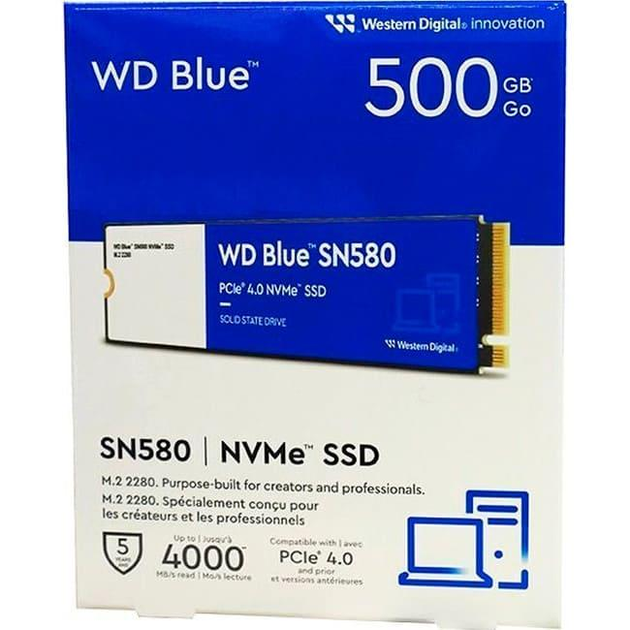 Накопичувач SSD Western Digital m.2 NVMe 500GB BLUE SN580 WDS500G3B0E (WDS500G3B0E) - изображение 3
