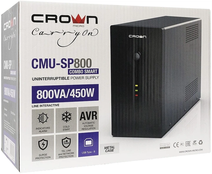 ИБП Crown CMU-SP800 Combo Smart, metal case - Фото 4 ИБП Crown CMU-SP800 Combo Smart, metal case - изображение 4