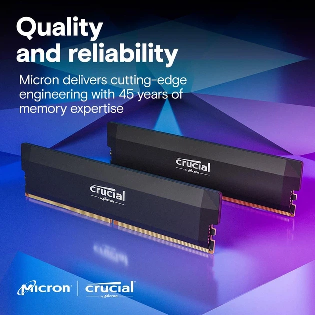 Модуль памяти Crucial DDR5 64GB (2X32) Pro OC 6400Mhz CL40 Black
