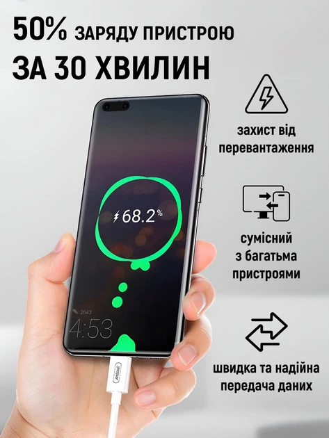 Комплект быстрой зарядки для айфона айпада лайтинг 25 Вт Andowl Q-CD669X1 Адаптер USB-C Power Adapter с метровым кабелем Type-C Lighting Сетевое зарядное устройство совместимость с apple iphone ipad поддержка Power Delivery (Белый) - изображение 3