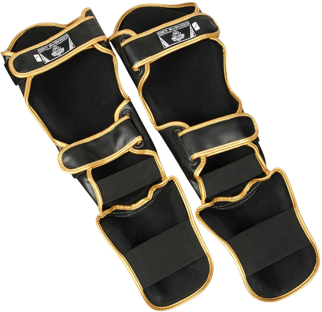 Ochraniacze piszczele i stopy Bushido SP-10v4 M Black/Gold (5902539015966) - obraz 8