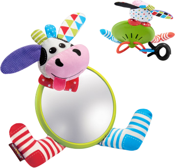 Игрушка-подвеска для коляски Yookidoo Мое первое зеркальце Коровка (7290107721448) - изображение 2