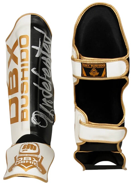 Ochraniacze piszczele i stopy Bushido SP-10v5 M White/Black/Gold (5902539018363) - obraz 3
