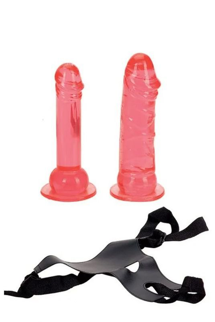 Страпон з двома рожевими фалоімітаторами Crotchless strap on Harness (00404000000000000) - зображення 1