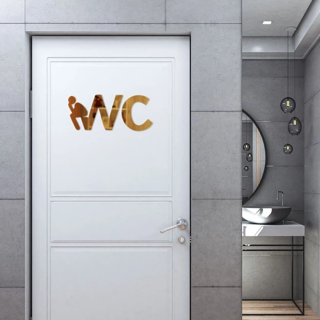 Зеркальный декор акриловый самоклеющийся WC золото 3 шт (D) SW-00002525 - изображение 5
