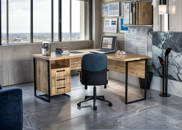 Стіл кутовий офісний Tobi Sho LOFT Gold СУЛГ/3-1 з 3 шухлядами стільниця 18 мм, 1600х1400х750 Дуб аппалачі - зображення 3
