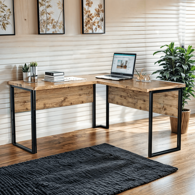Стіл кутовий офісний Tobi Sho LOFT Gold СУЛГ/1-1 стільниця 18 мм, 1400х1400х750 Дуб аппалачі - Фото 2 Стіл кутовий офісний Tobi Sho LOFT Gold СУЛГ/1-1 стільниця 18 мм, 1400х1400х750 Дуб аппалачі - зображення 2