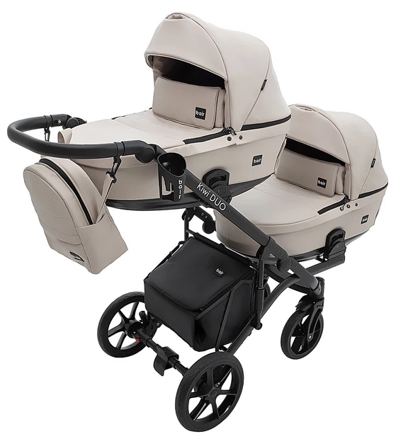 Коляска 2 в 1 для двойни Bair Kiwi DUO Soft BKD-33 капучино - изображение 2