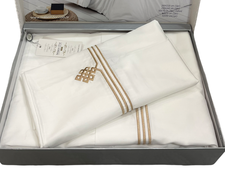 Комплект постельного белья Maison D'or Maison Deluxe Beige люкс сатин 220-200 см белый - изображение 3