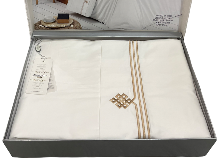 Комплект постельного белья Maison D'or Maison Deluxe Beige люкс сатин 220-200 см белый - изображение 5