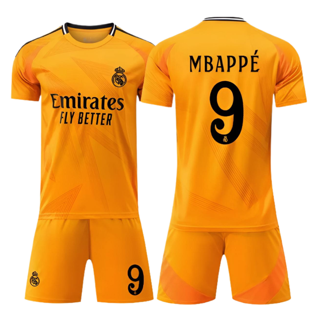 Форма футбольная детская с символикой футбольного клуба REAL MADRID гостевая 2025 SP-Sport MBAPPE 9 (размер 26, оранжевый) - Фото 1 Форма футбольная детская с символикой футбольного клуба REAL MADRID гостевая 2025 SP-Sport MBAPPE 9 (размер 26, оранжевый) - изображение 1