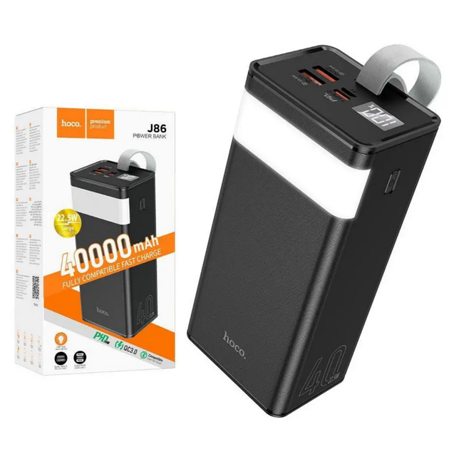 Повербанк Hoco J86 40000mAh 22.5W швидка зарядка 2USB/Type-C Чорний - зображення 2