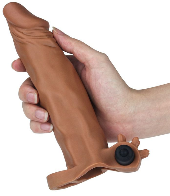 Насадка на пеніс з вібрацією Pleasure X-Tender Series Perfect for 5-6.5 inches Erect Penis колір коричневий (+18913014000000000) - зображення 2