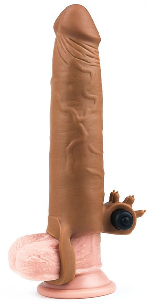 Насадка на пеніс з вібрацією Pleasure X-Tender Series Perfect for 5-6.5 inches Erect Penis колір коричневий (18911014000000000) - зображення 3